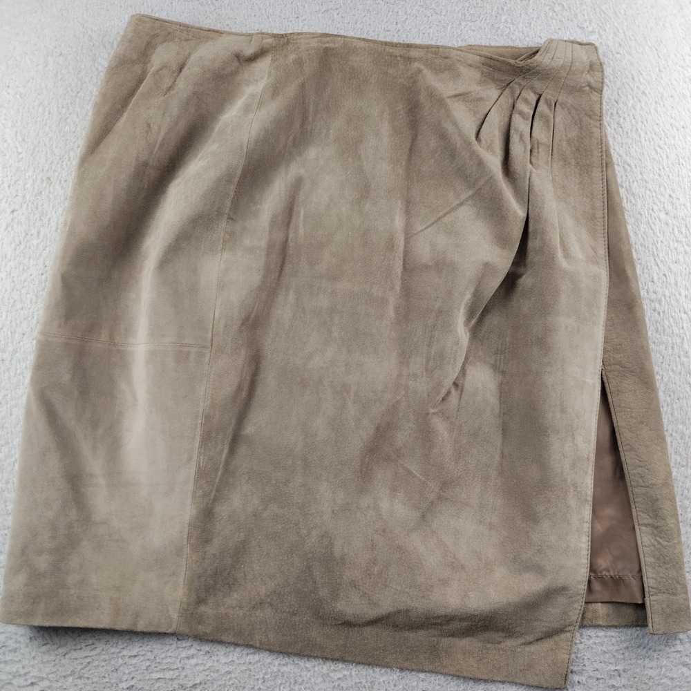 Vintage Evan Davies Silky Pig Suede‎ Leather Skirt Wrap Lined Size 12